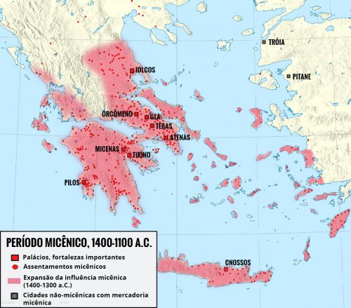 Mapa do Período Micênico.