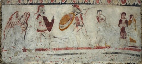 Pintura em túmulo de Paestum.
